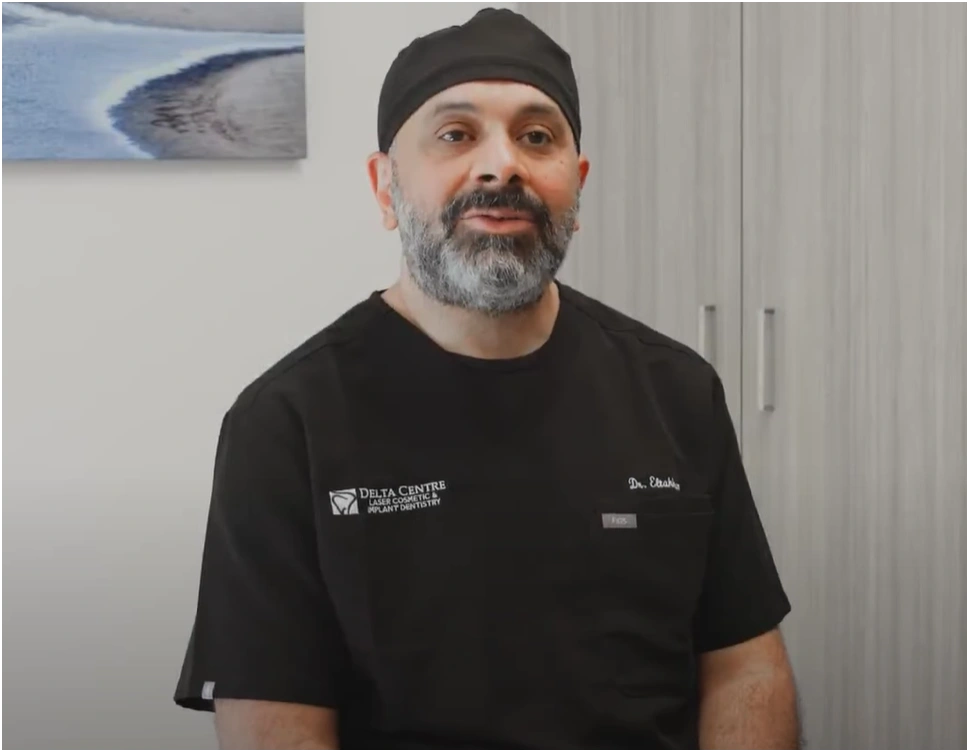 dental implants featuring dr eltahhan with text reading I can eat anything again at delta centre